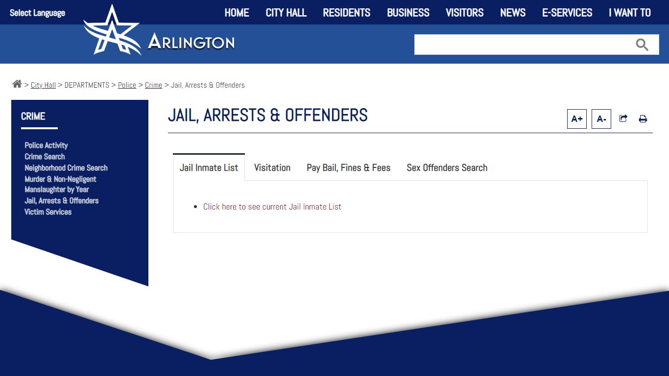 Jail, Arrests & Offenders - City of ... - Arlington, Texas